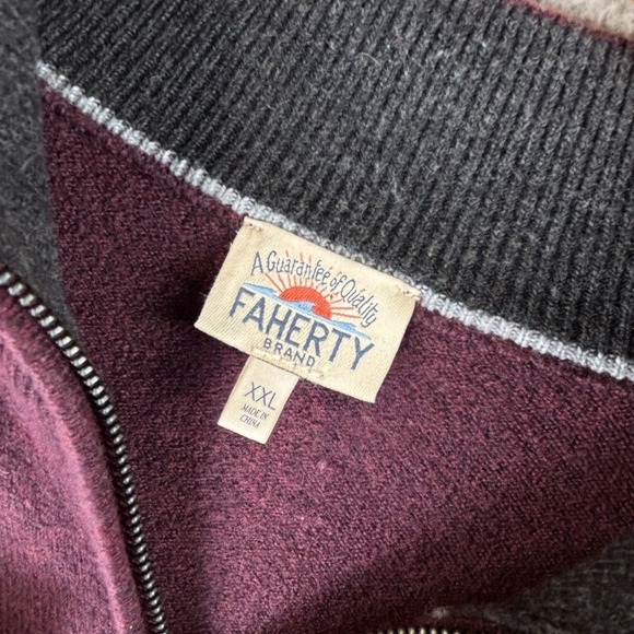 Faherty Sweater Mens 2XL Burgundy 1/4 Zip Preppy Soft Cotton - Picture 3 of 8